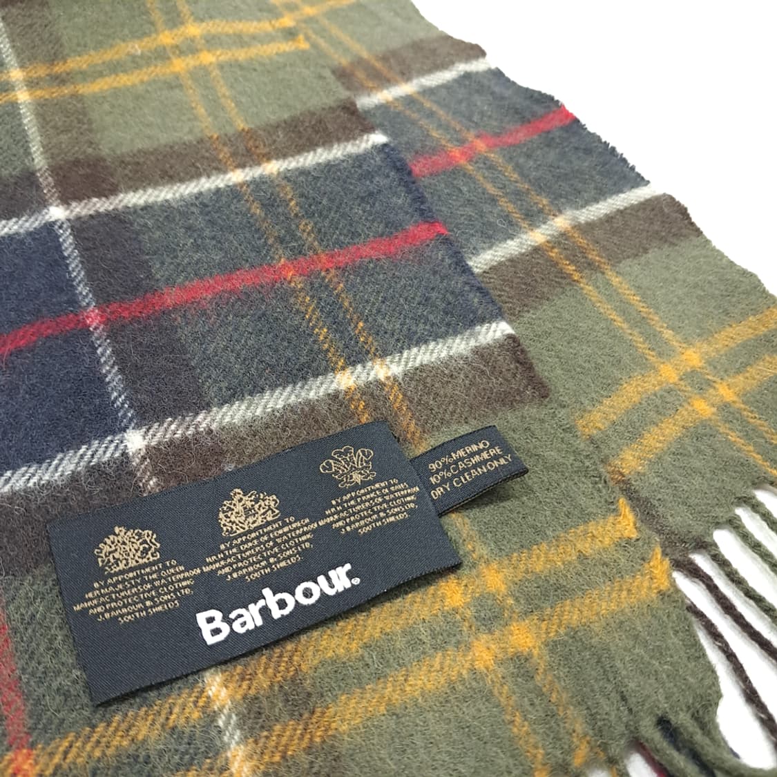 MX313 바버 올리브그린 타탄체크 메리노 캐시미어 목도리 머플러 상품이미지5