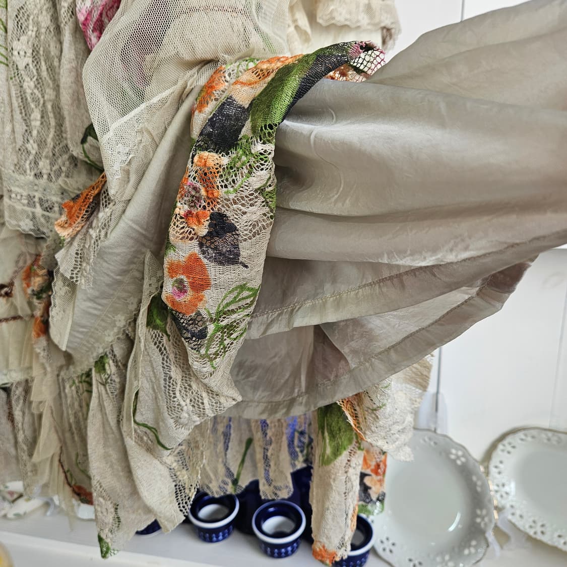 일본핸드다잉 레이스 패치워크 스커트 상품이미지10