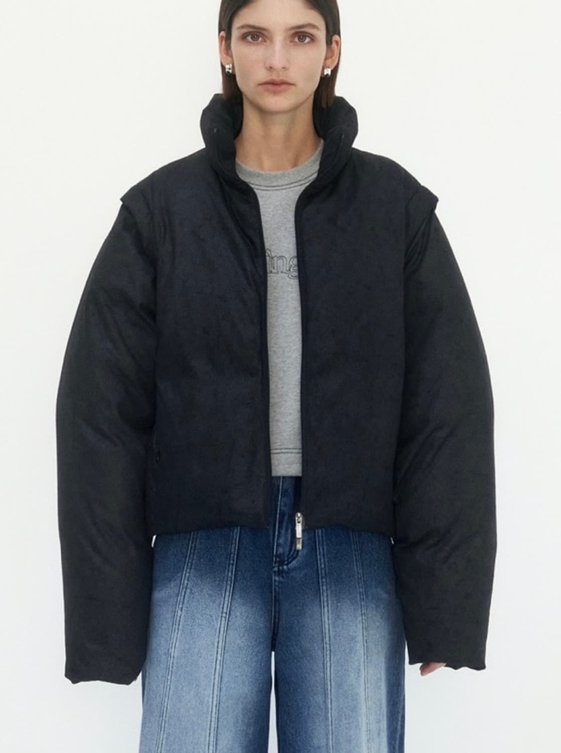 Treemingbird 스웨이드 투웨이 크롭패딩 상품이미지1