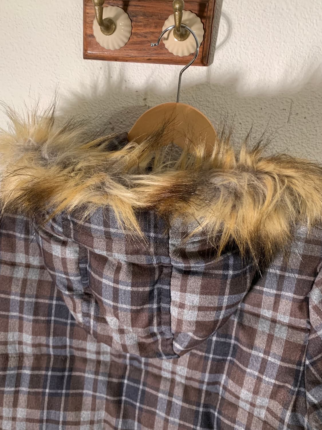 빔즈하트 타탄체크 퍼 패딩 상품이미지5