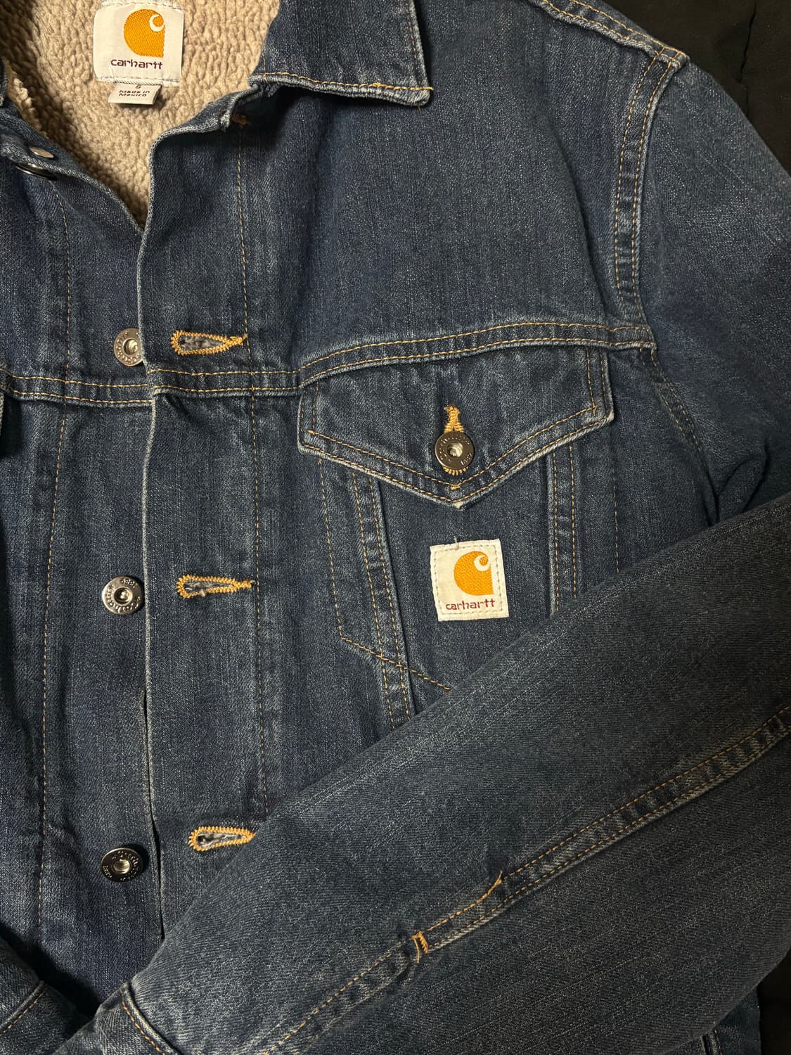 칼하트 쉐르파 데님 트러커 양털 자켓 상품이미지3