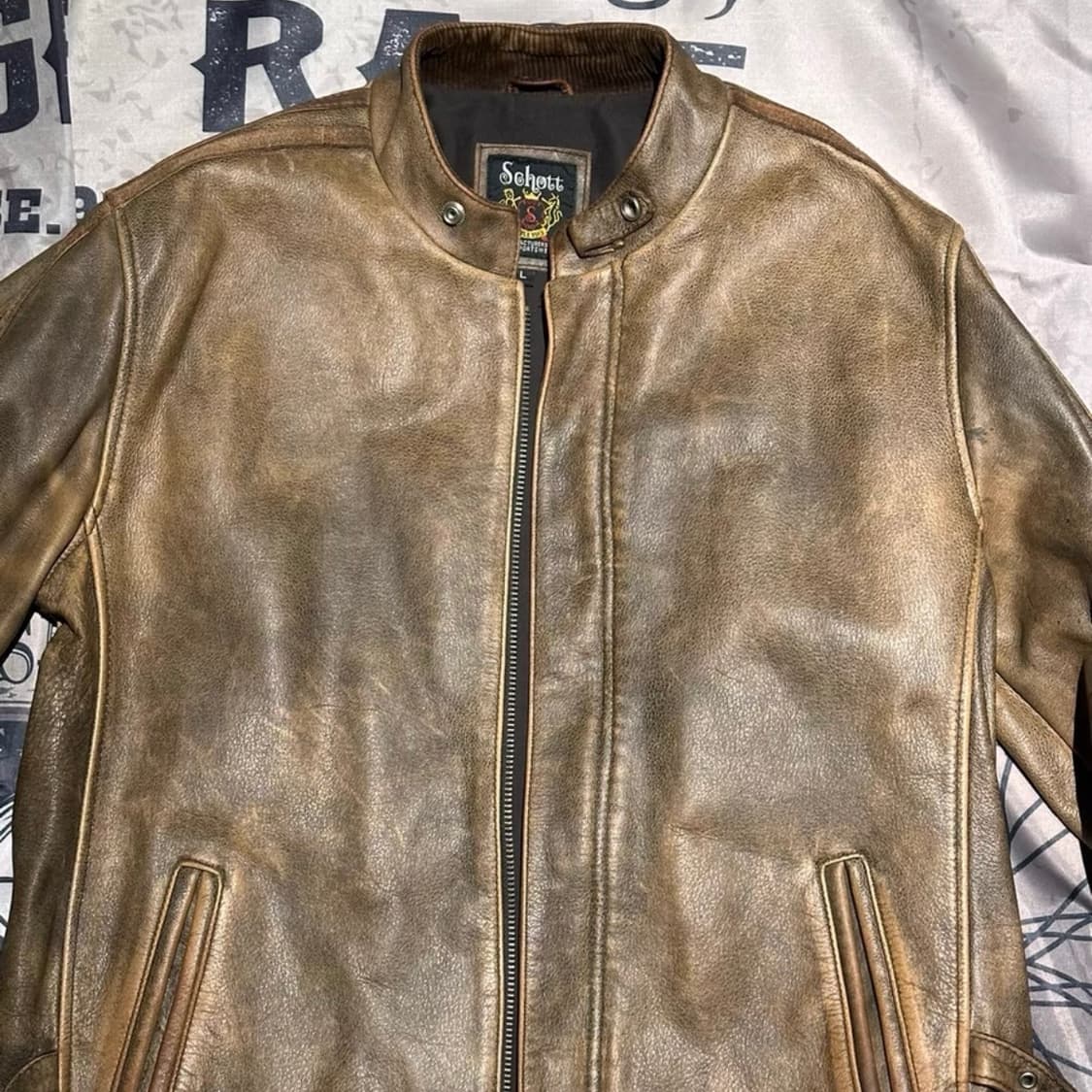 Schott NYC 빈티지 워시드 헤비 카우하이드 싱글 라이더 자켓 상품이미지1