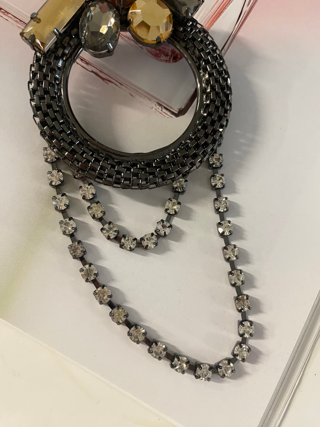 빈티지 메탈 큐빅 브로치 상품이미지3