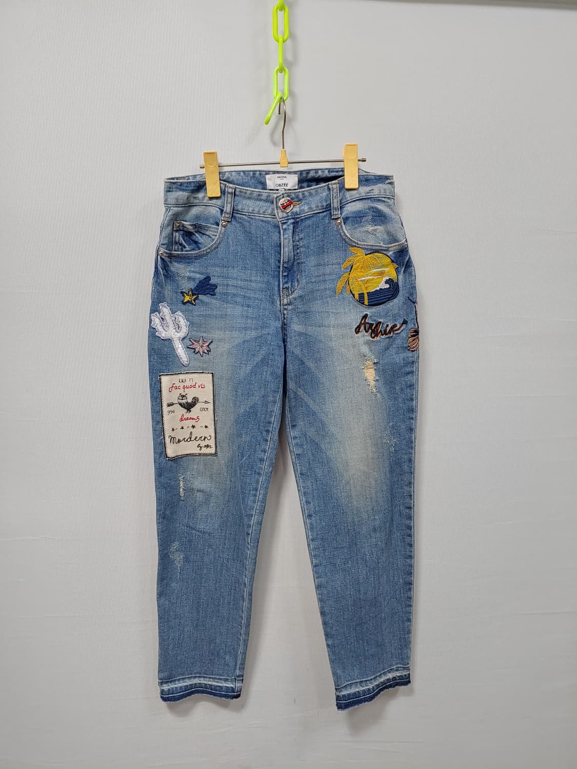 오브제 데님 패치 청바지 여성0 27~28 상품이미지1