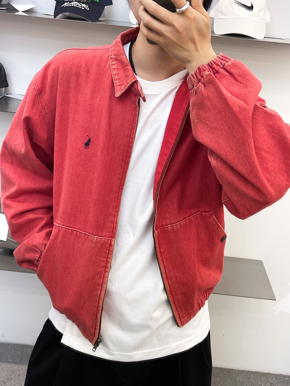 폴로랄프로렌 90s 레드 데님 봄버 자켓 상품이미지2