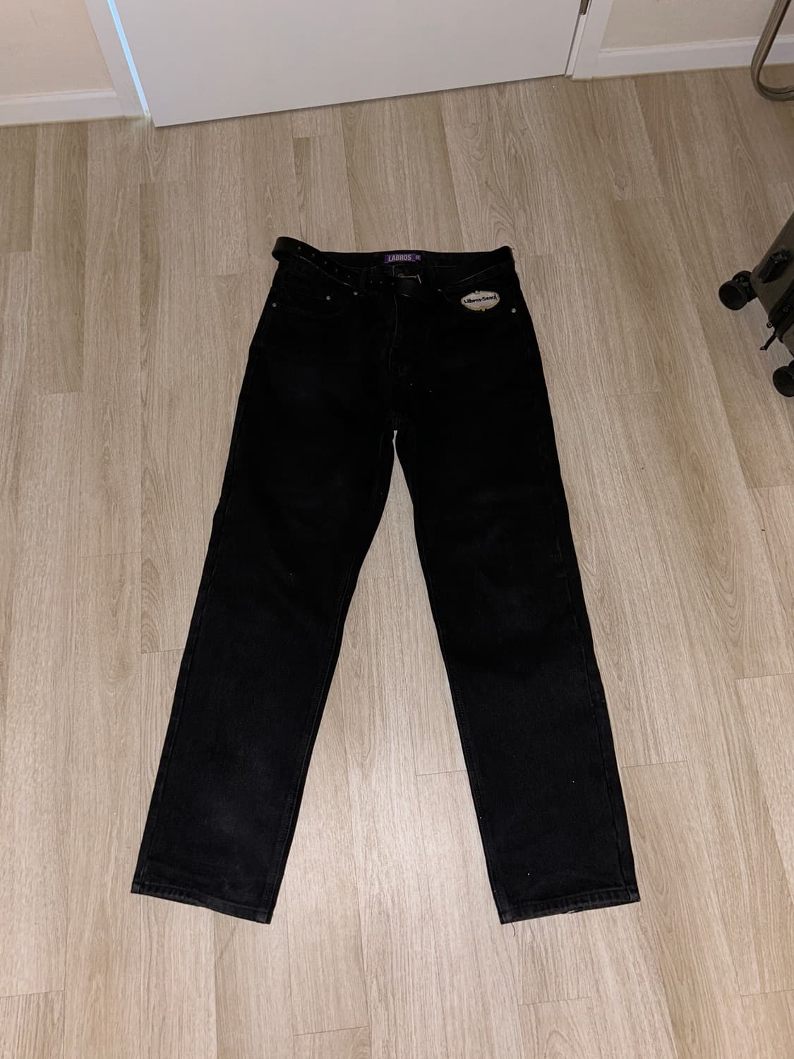 Labros Cream Logo Jeans black 32 상품이미지5