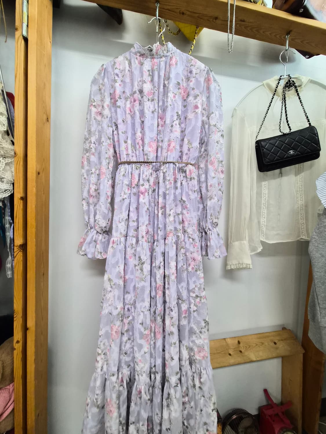 SJSJ 라벤더 플로럴 쉬폰 롱 원피스 상품이미지9