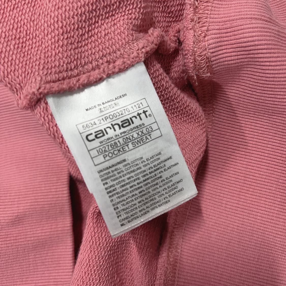 [정품] 칼하트 핑크 포켓 맨투맨 [ M ] 상품이미지4