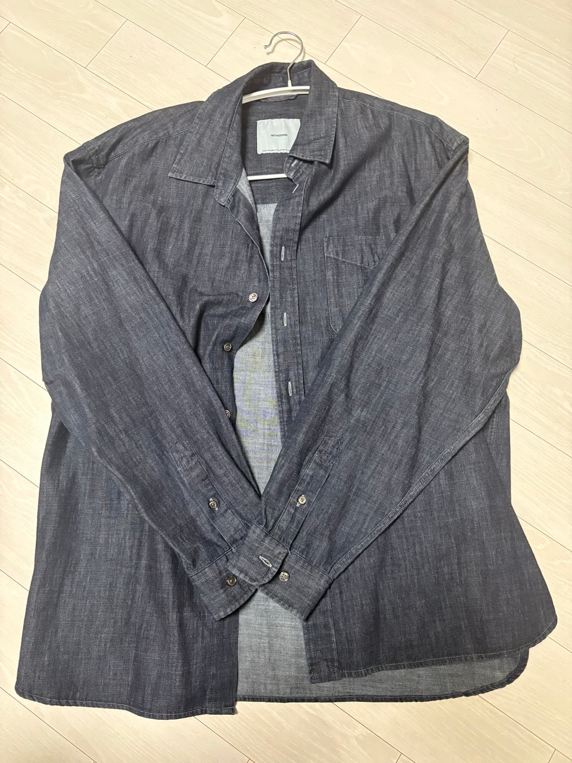 인더로우 워시드 데님 셔츠 블루 블랙 3사이즈 상품이미지2