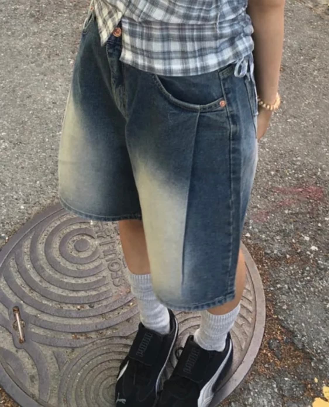 원턱 버뮤다 데님 상품이미지4