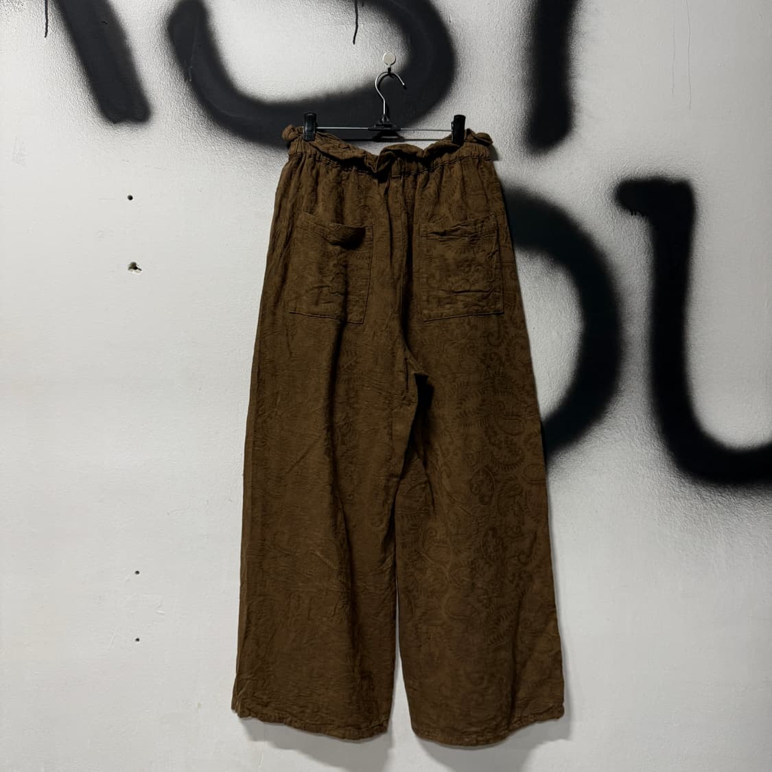 VTG 빈티지 린넨 페이즐리 풀 패턴 밴딩 와이드 팬츠 상품이미지2