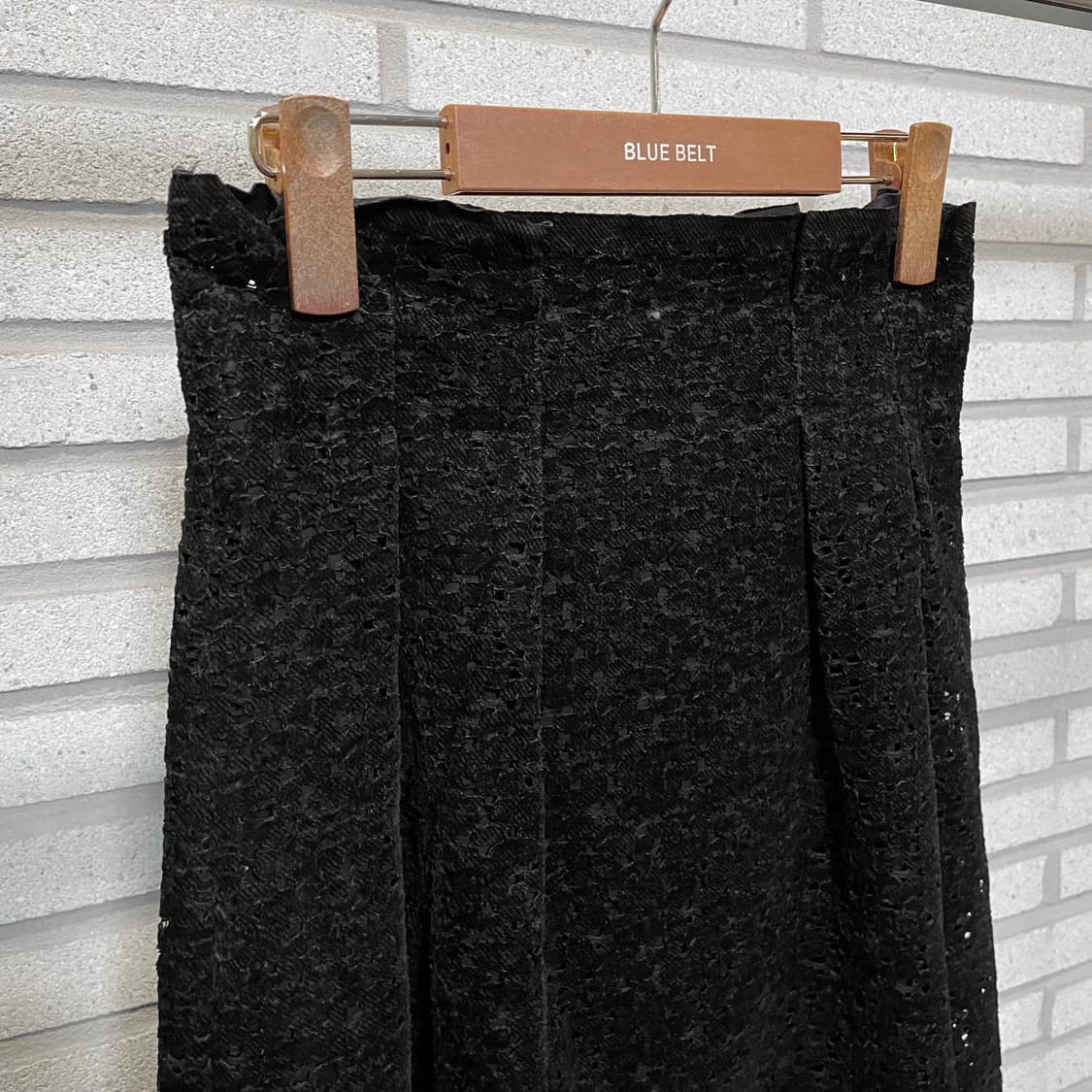 JPN VINTAGE 롱 스커트 핀턱 펀칭 텍스처 트위드 디테일 블랙 상품이미지4