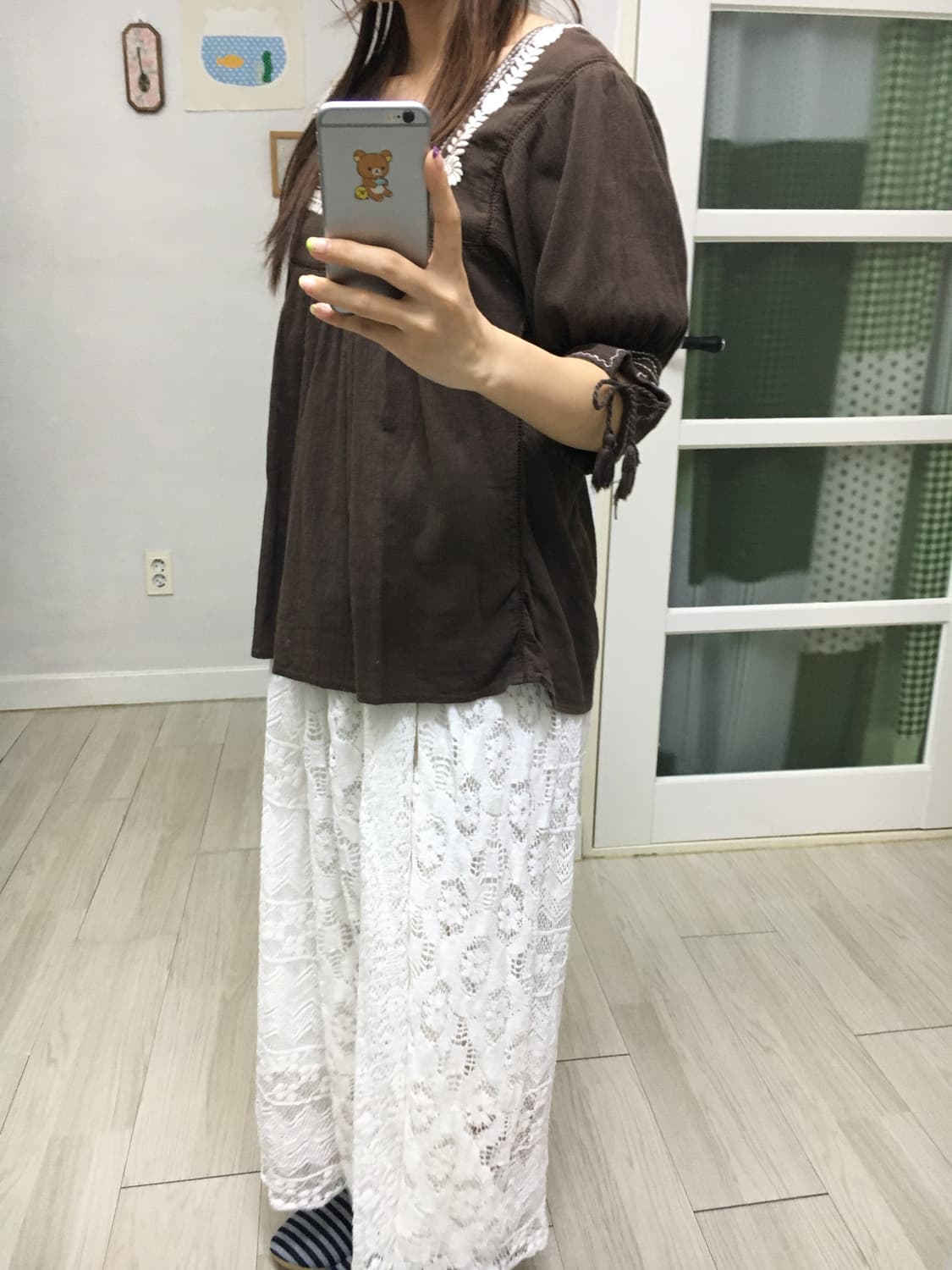 브라운 자수 블라우스 상품이미지10