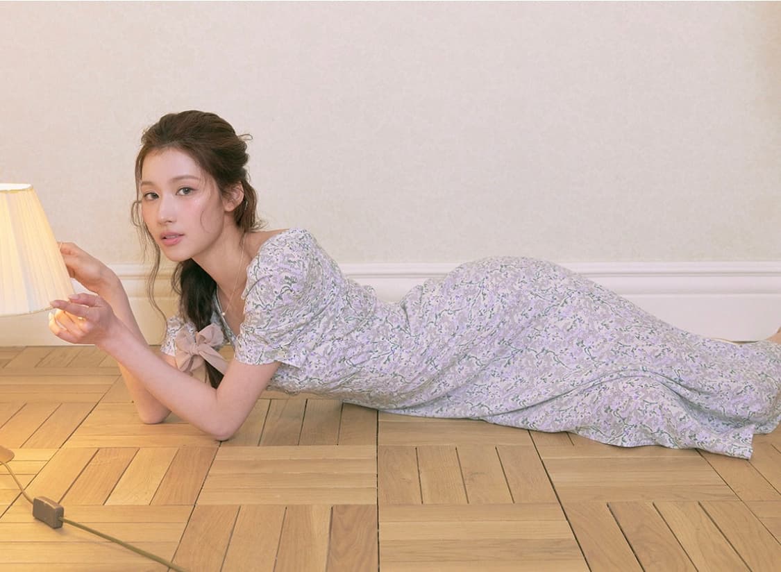 르니나 스퀘어넥 플라워 드레스 바이올렛 사나 원피스 상품이미지2
