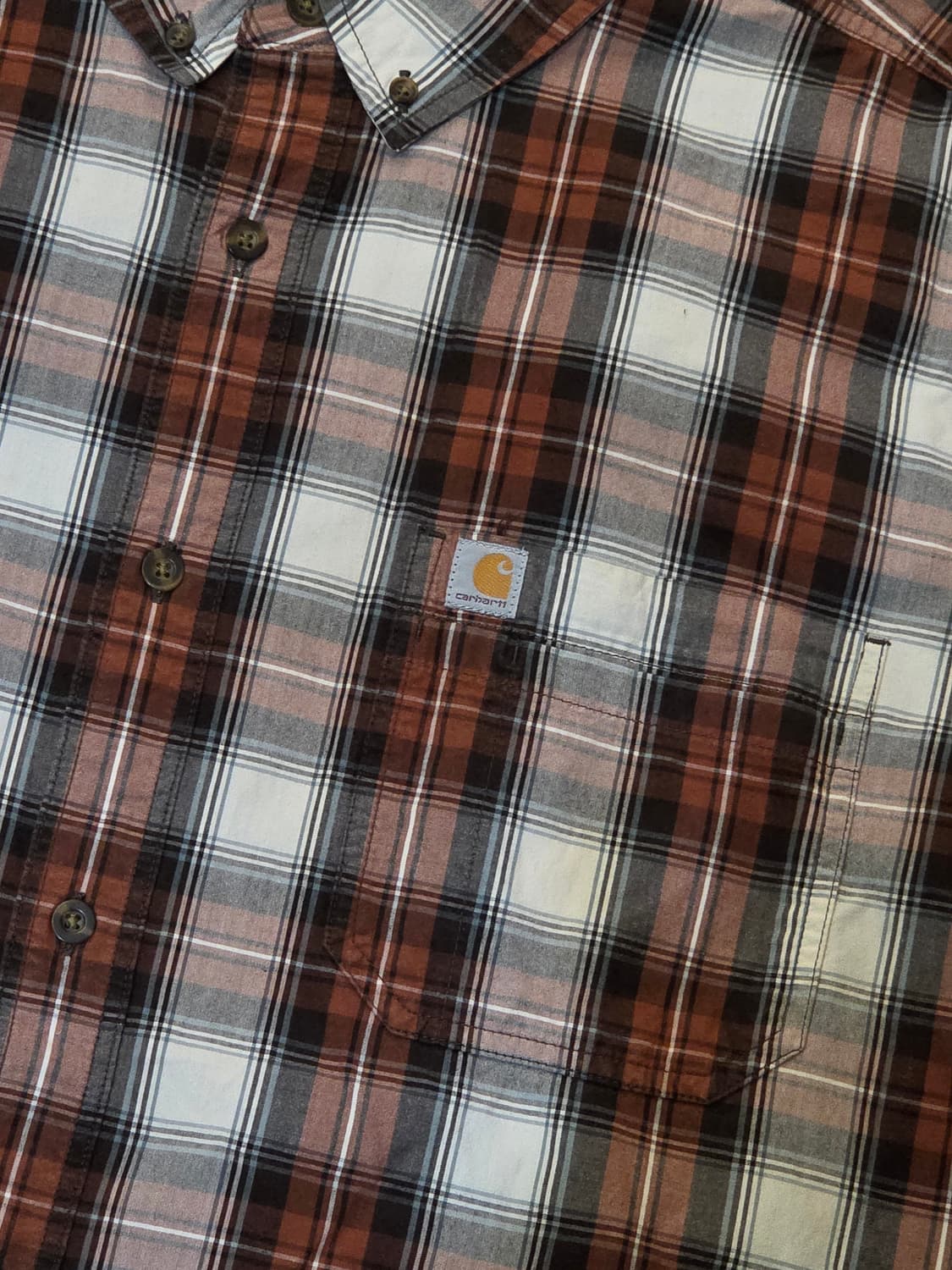 칼하트 더스티오렌지 체크반팔셔츠 상품이미지3