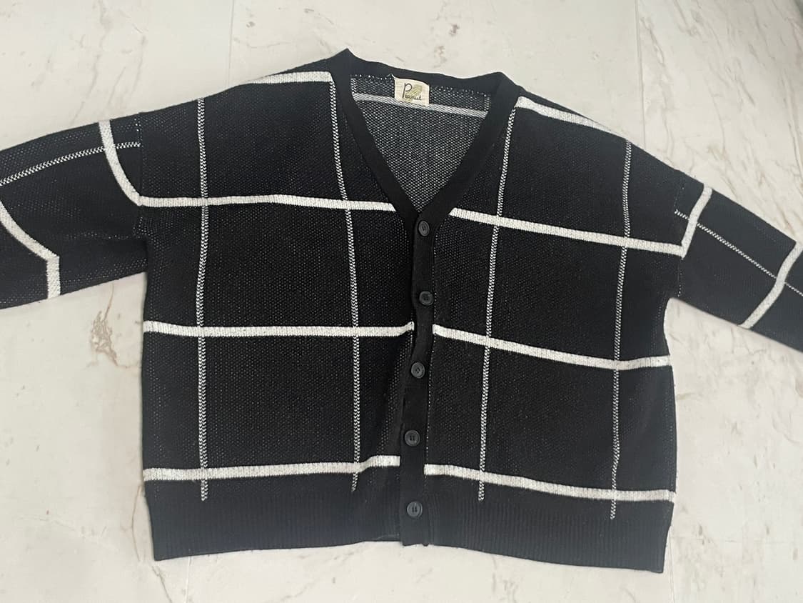 빈티지 체크 가디건 블랙 L-XL 상품이미지2