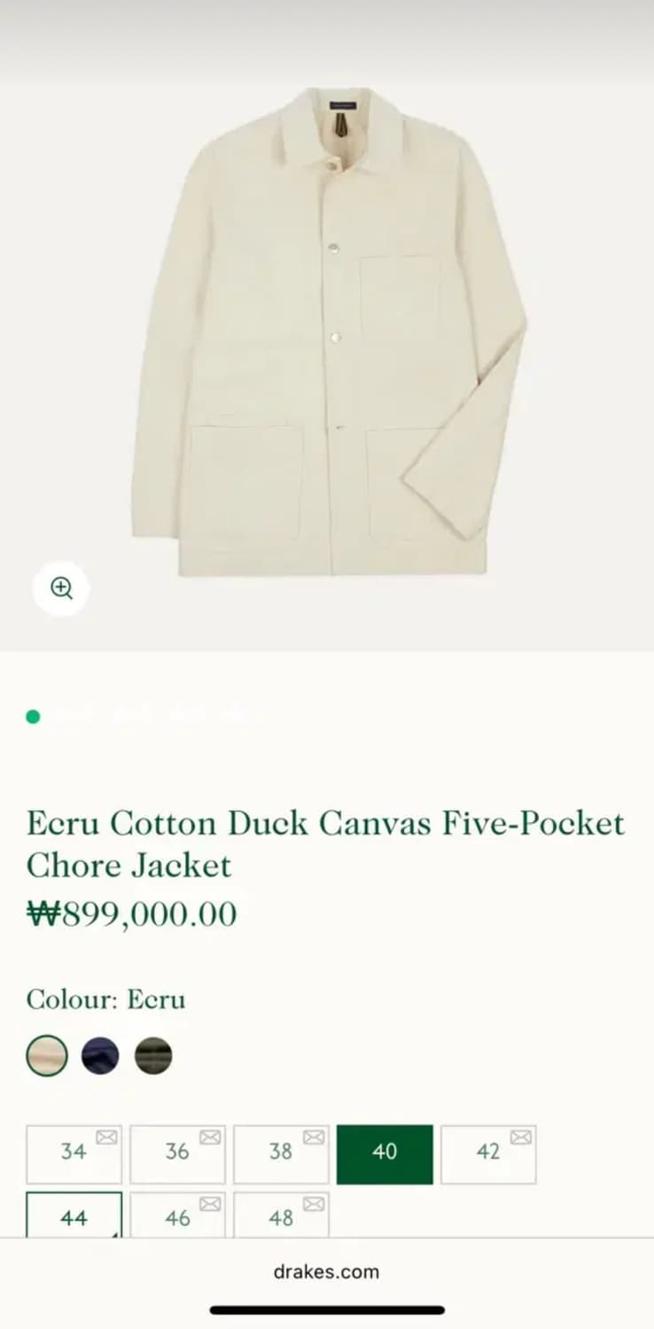 드레익스 에크루 초어자켓 42 새상품 상품이미지1