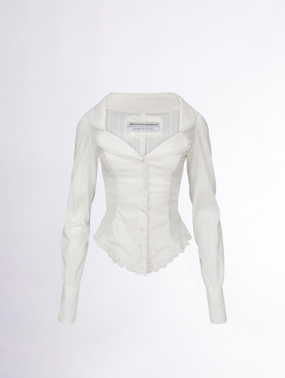 스컬프터 클로버리프넥 블라우스 브라운 상품이미지1