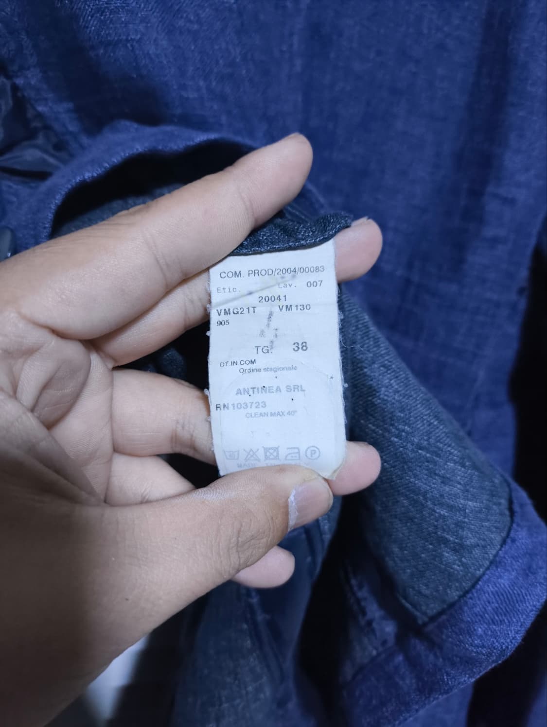 38 아르마니 꼴레지오니 데님 자켓 노카라 상품이미지8