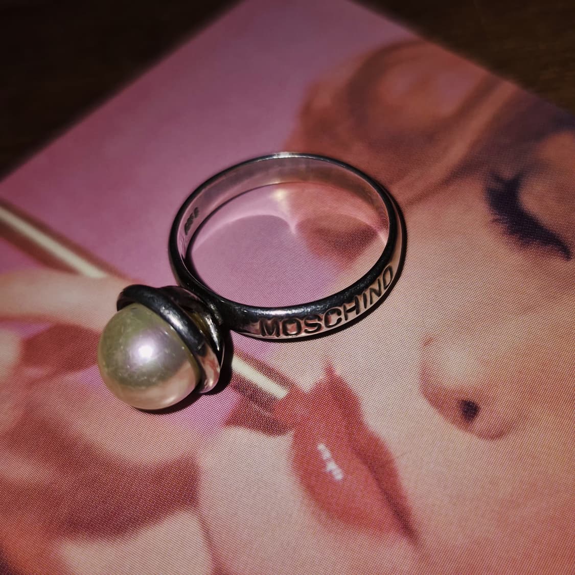 90s 모스키노 칩앤시크 실버 925 진주 반지 상품이미지5