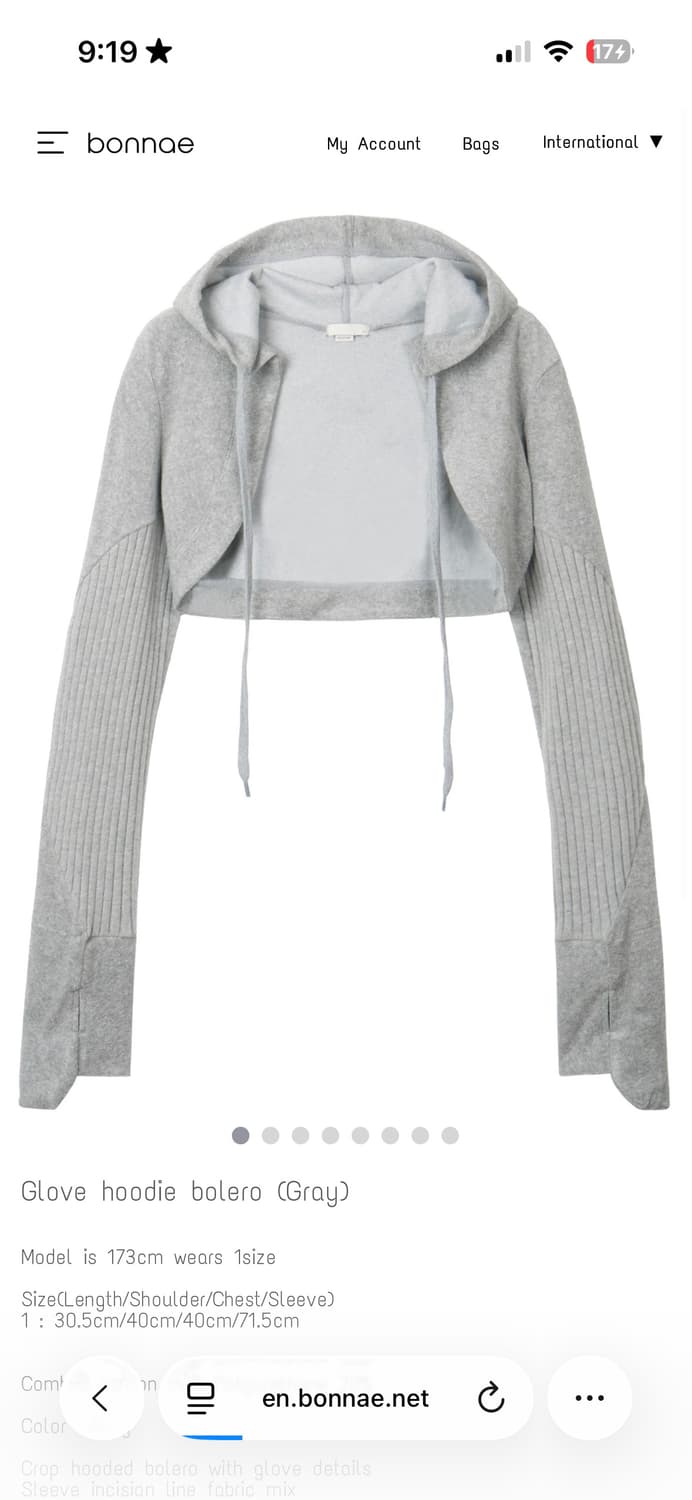 Bonnae 글러브 후드 볼레로 그레이 1 상품이미지1