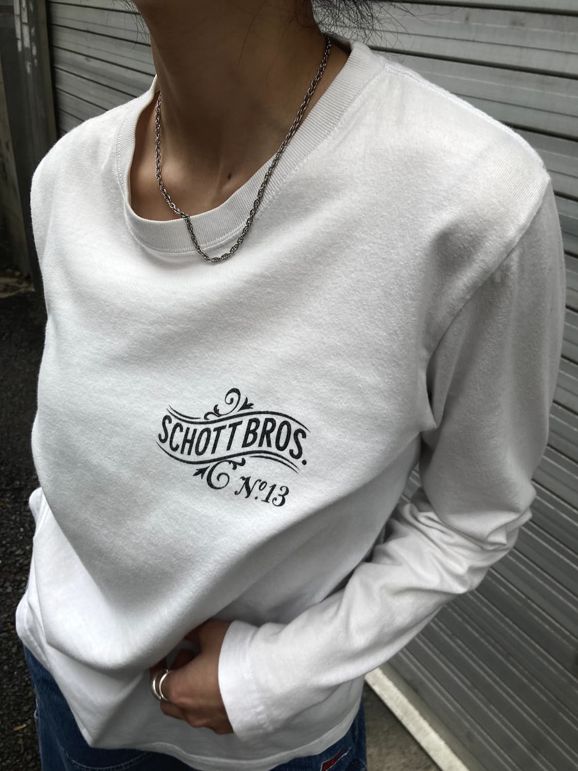 Schott Bros 빈티지 화이트 프린팅 슬리브 상품이미지1