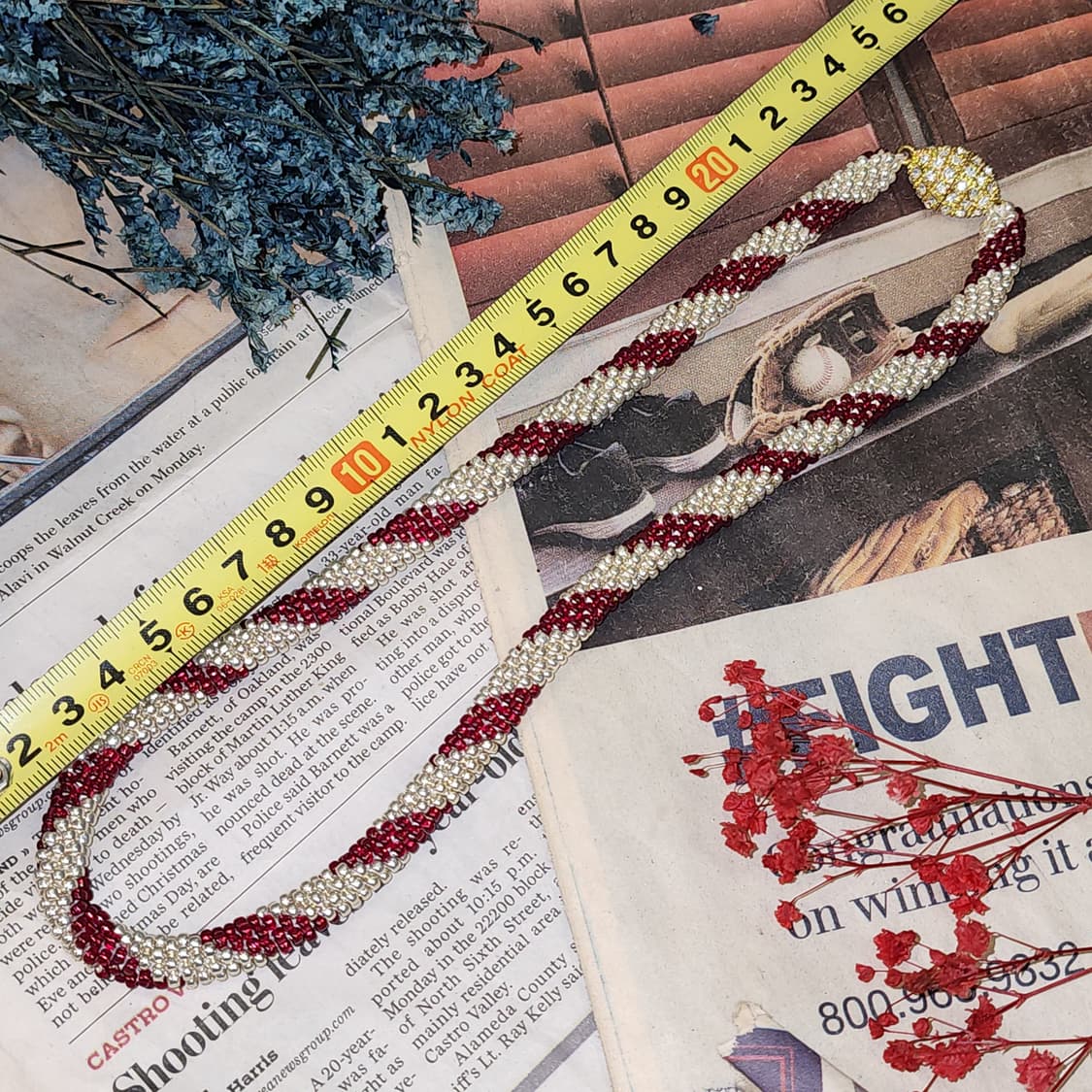 90s 프랑스 빈티지 목걸이 크로셰 비즈 로프 목걸이 엔틱 쥬얼리 상품이미지10