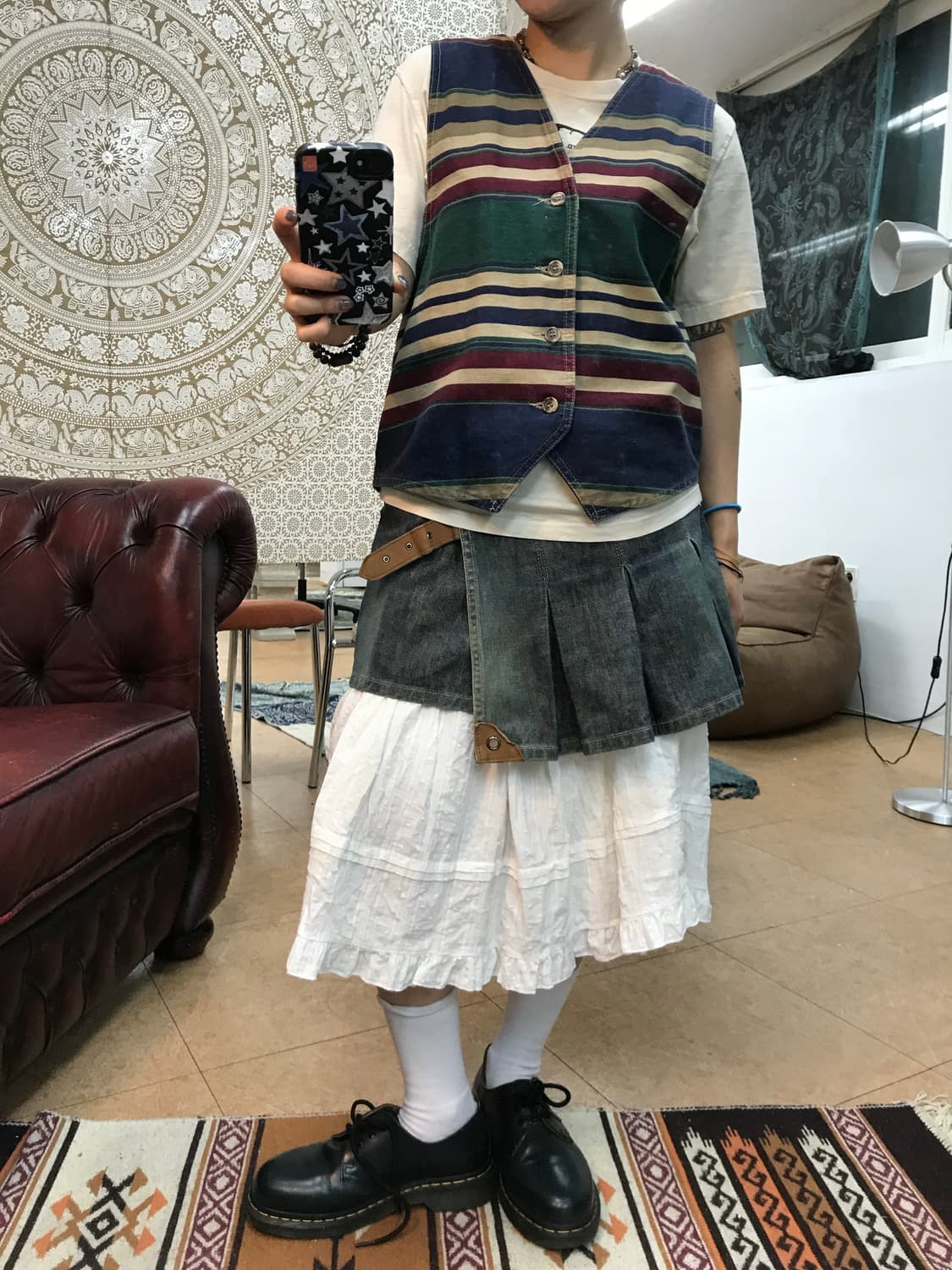 A6여성 빈티지 데님 미니 랩스커트  상품이미지2