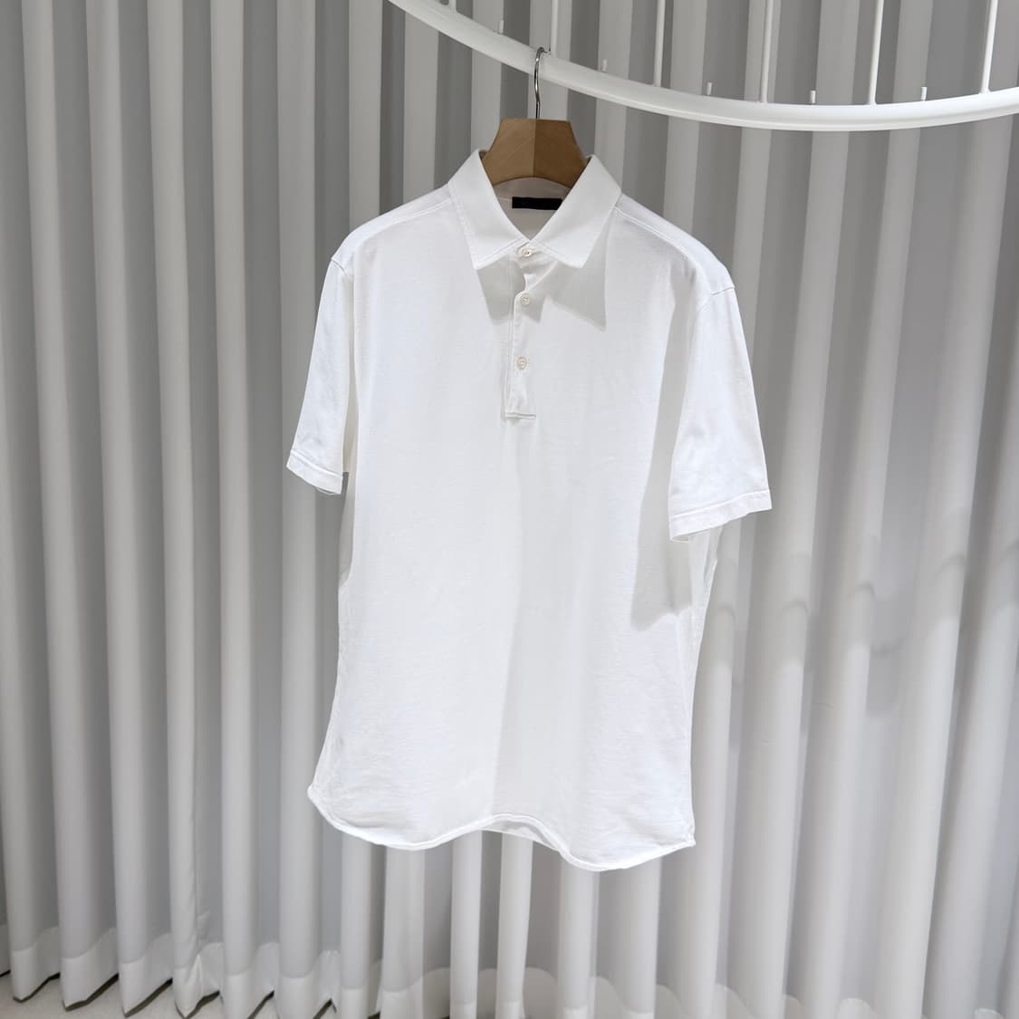 (A+/XL) / 로로피아나 레귤러핏 코튼 카라 폴로 반팔 티셔츠 화이트 상품이미지2