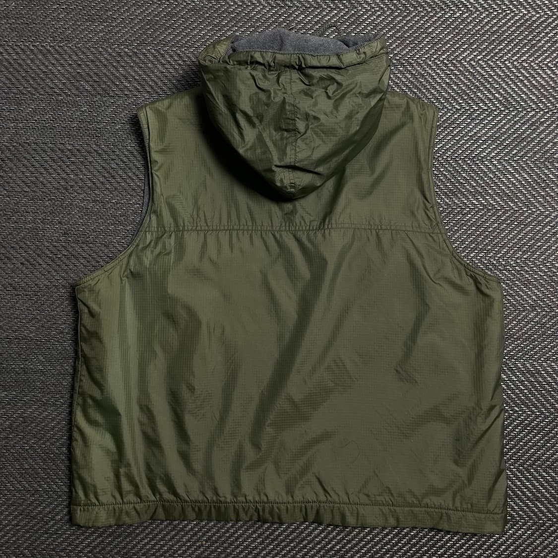 빈티지 립스탑 나일론 기모 후드 베스트 카키o 5319 상품이미지4