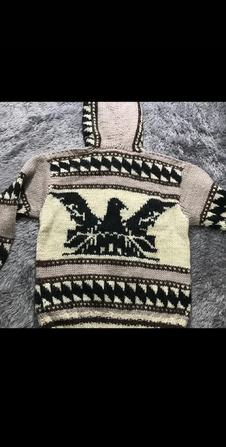 [[M, A급, 공용]# 독수리 패턴 후드 노르딕 헤비 니트 가디건 상품이미지2