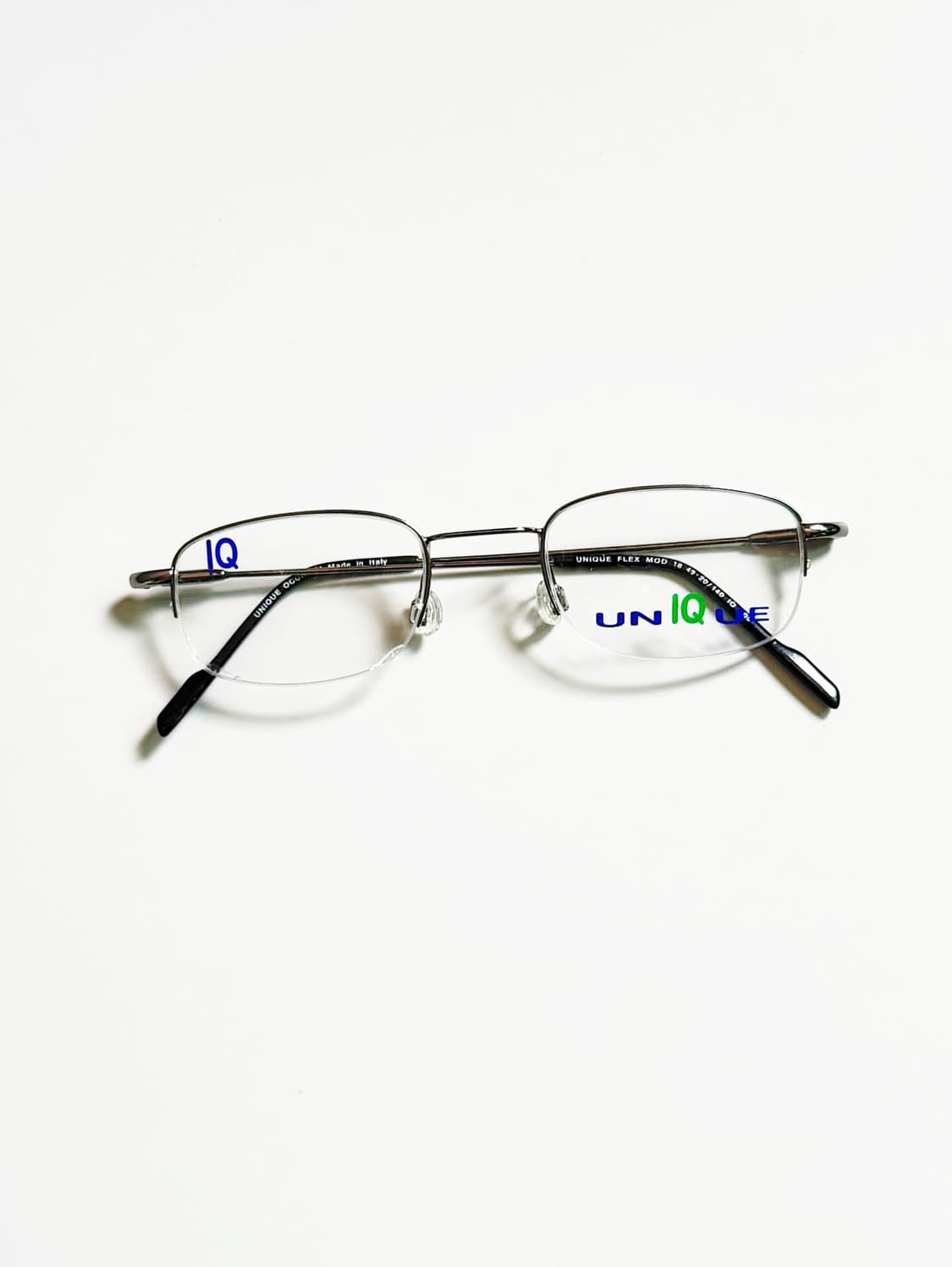 UNIQUE 다크실버 메탈 반무테 스퀘어 빈티지 안경 상품이미지1