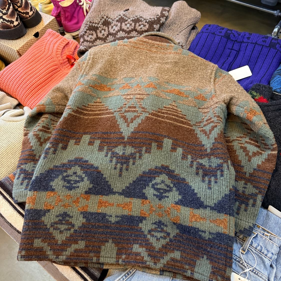 엘엘빈 나바호 패턴 에스닉 버튼 울 자켓 코트 S M 상품이미지7