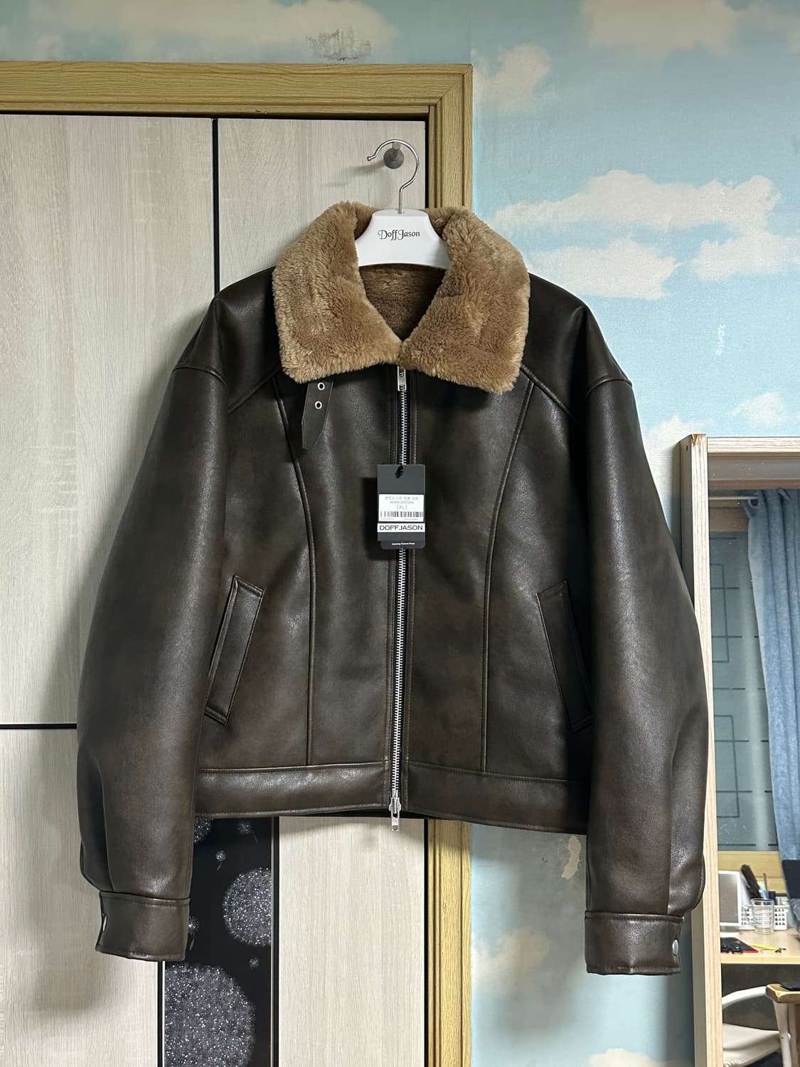 (새상품/XL) 도프제이슨 콘트라스트 무톤 자켓 KHAKI BROWN 상품이미지2