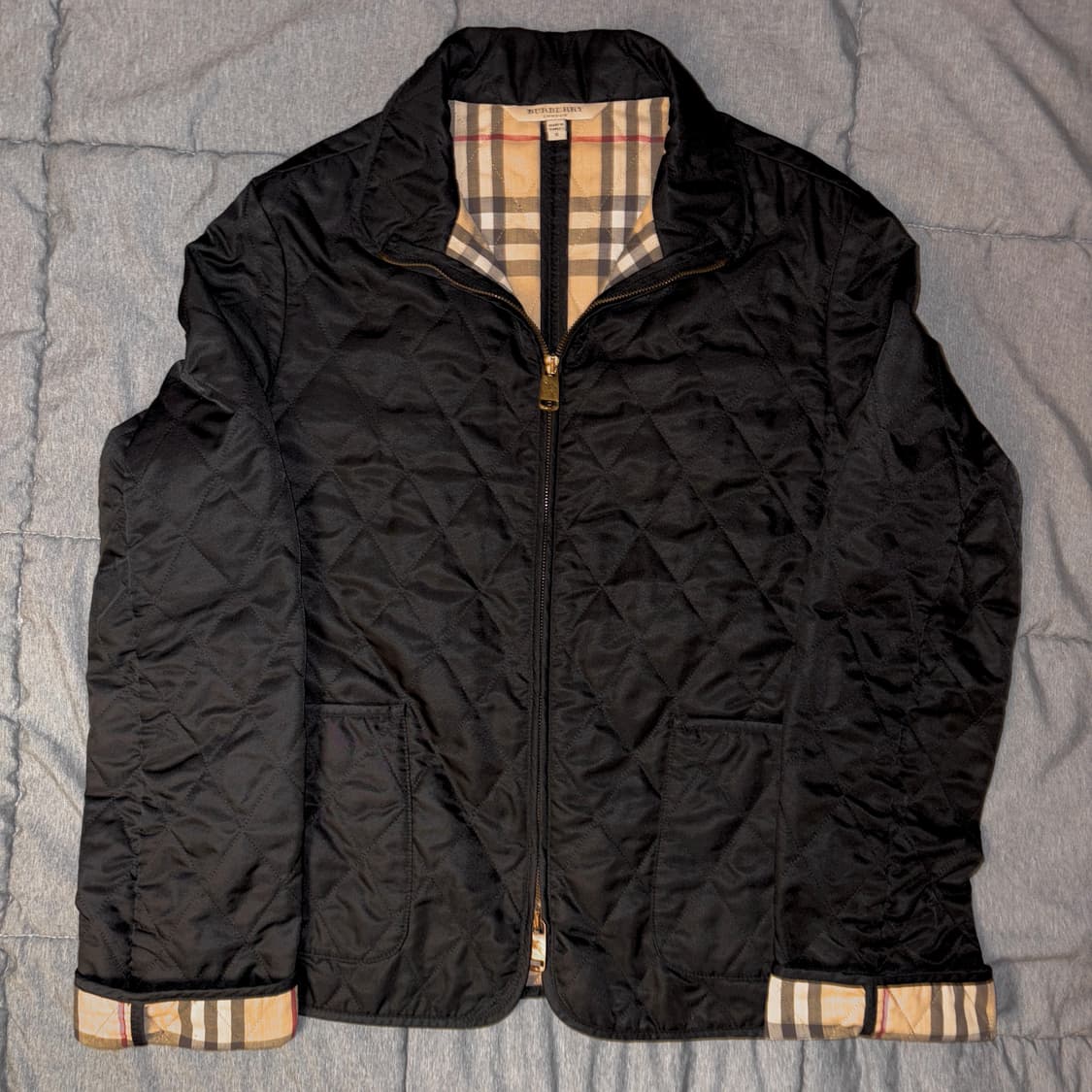 버버리 블랙 체크패턴 다이아몬드 퀼팅 투웨이 자켓 재킷 상품이미지1