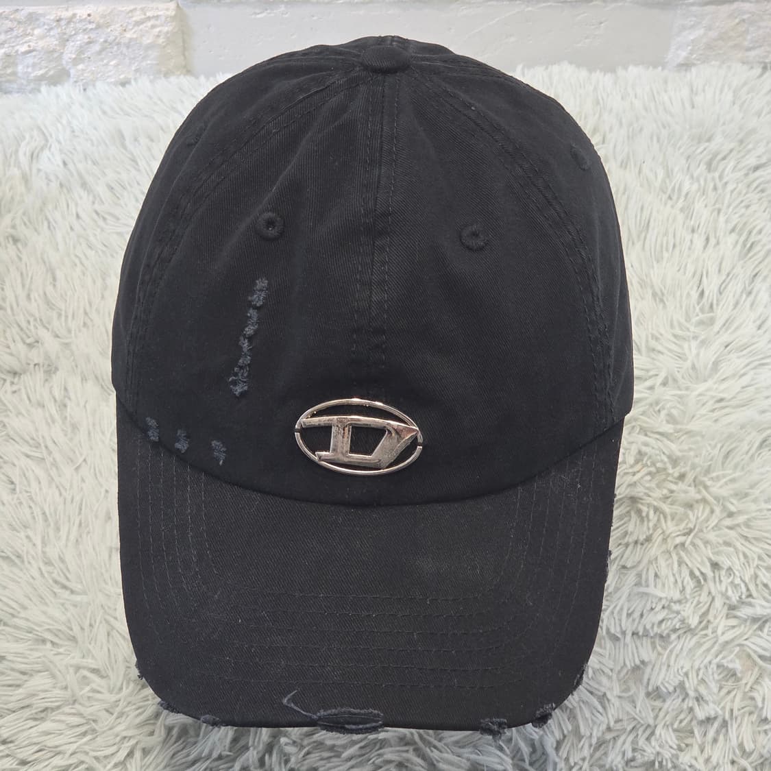 L8-8:HSH 메탈 로고빈티지 디스트로이드 블랙 볼캡(약56-59cm) 상품이미지1