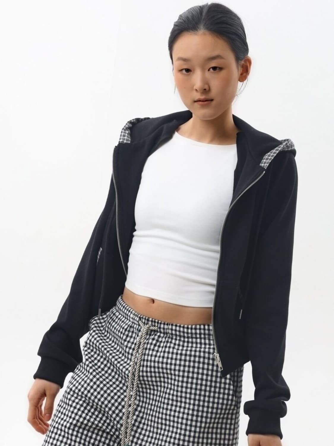 OWNSER 오운서 체크 오프닝 데일리 후디드 집업 상품이미지5