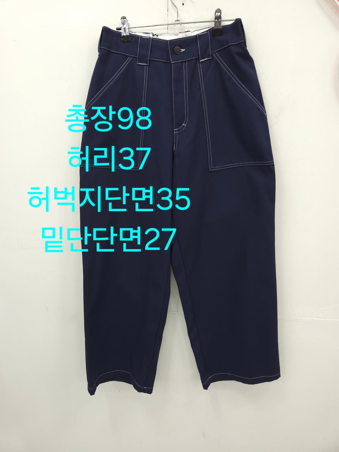 M [새상품] POETICCOLLECTIVE 네이비 스티치 와이드 팬츠 상품이미지1