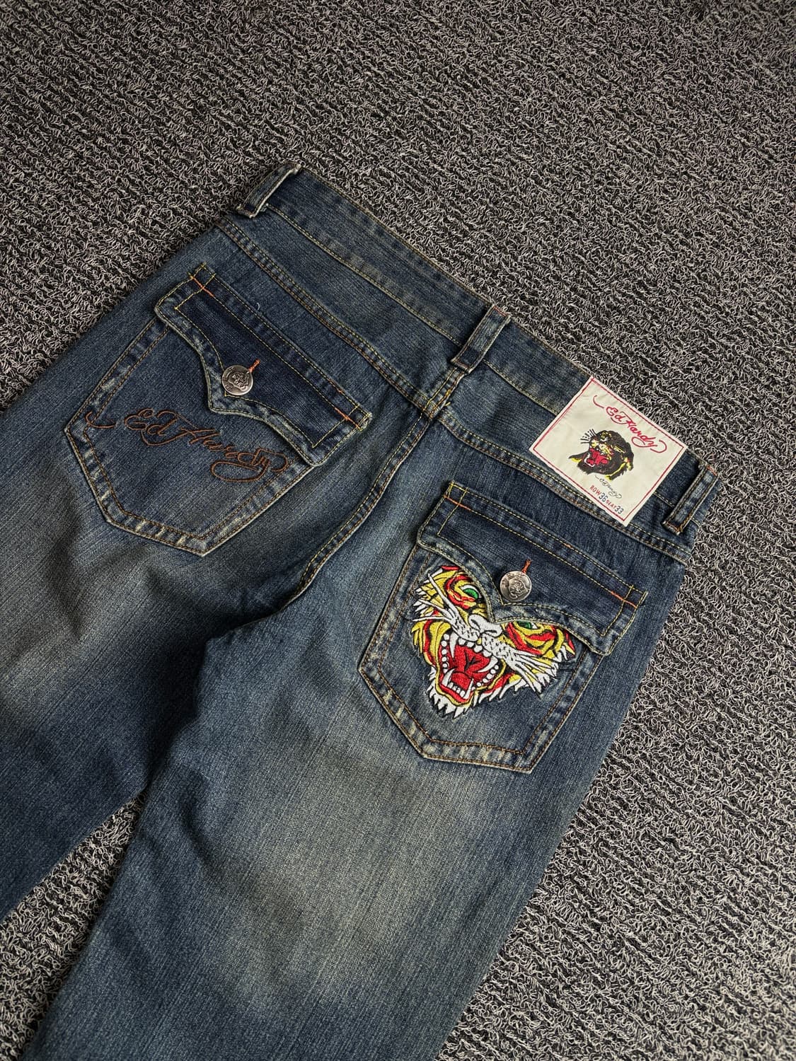 에드하디 타투 디자인 자수 루즈핏 데님 팬츠 3500 상품이미지5