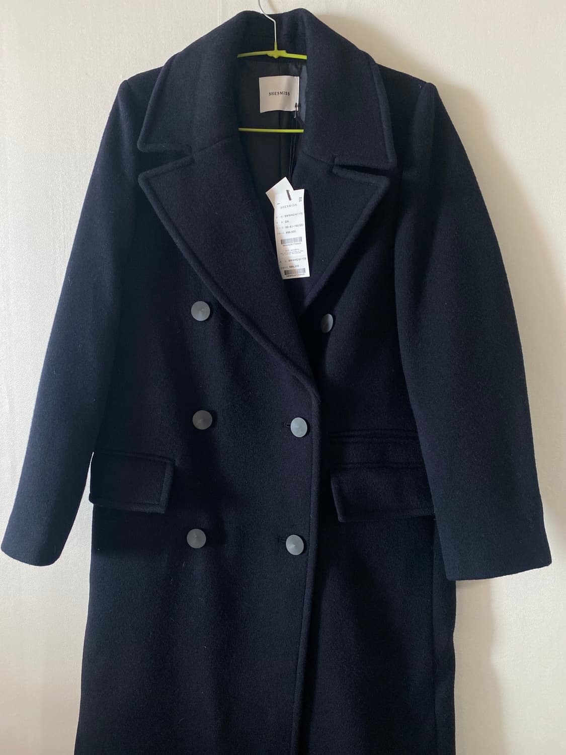 새상품)쉬즈미스 네이비 더블 롱코트 55 상품이미지2