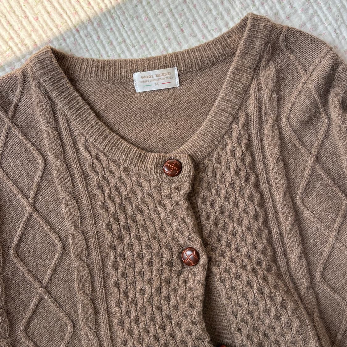 JPN/ 브라운 케이블 니트 가디건 모리걸가디건 브라운가디건 상품이미지6