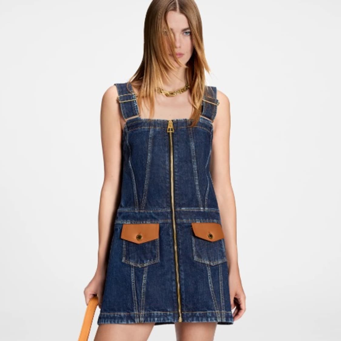 (38) 루이비통 레더 액센트 데님 미니 드레스 상품이미지6