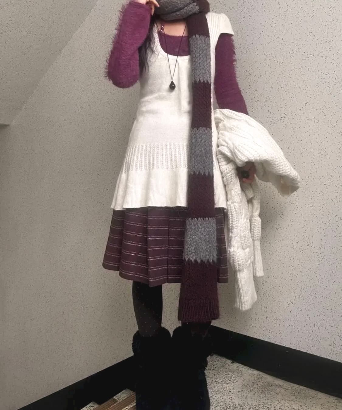 미라이클립 미안하다 사랑한다 임수정 하구미 A라인 퍼플 빈티지 스커트 상품이미지5