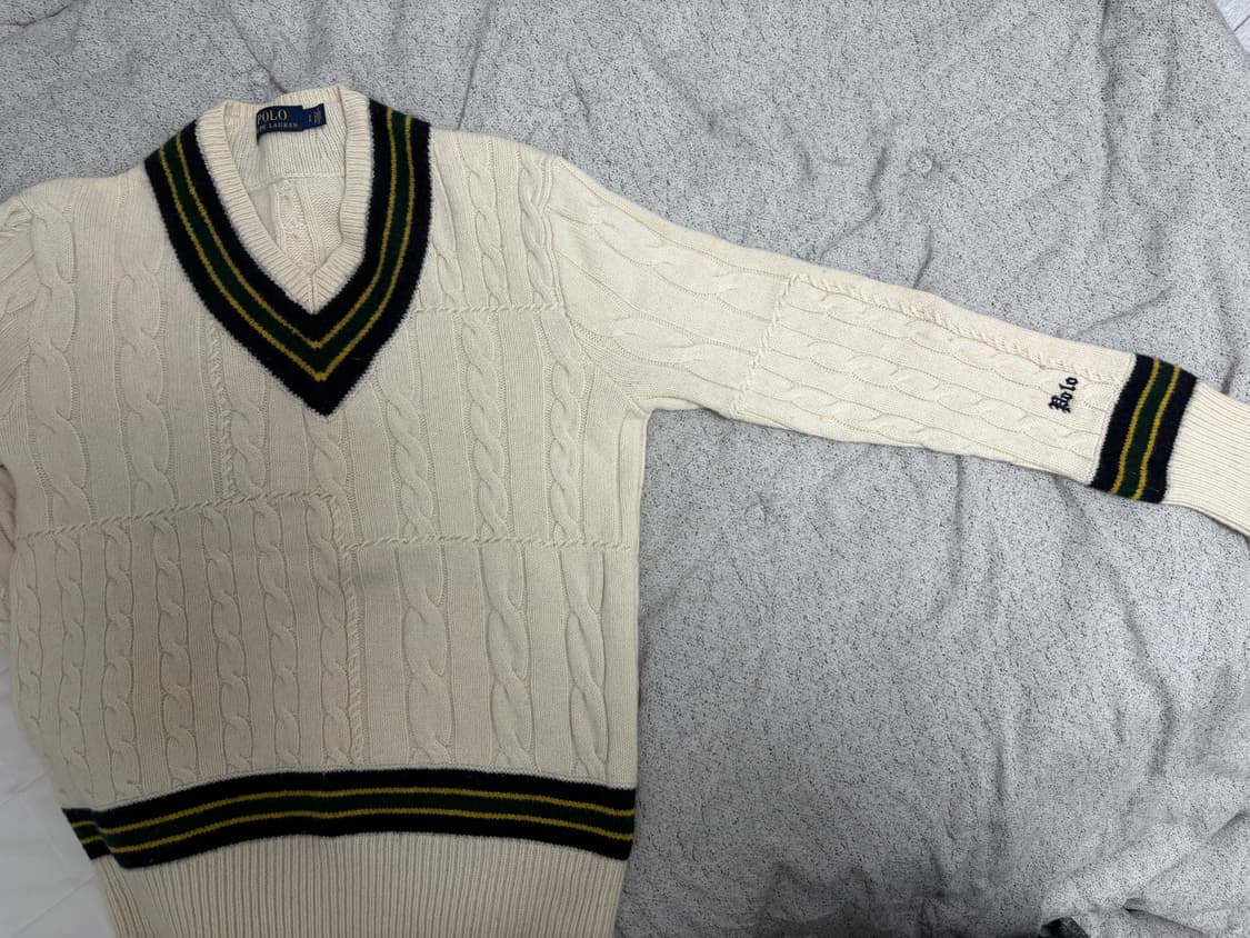 폴로 울 캐시미어 케이블 크리켓 니트 S 판매합니다. 상품이미지3