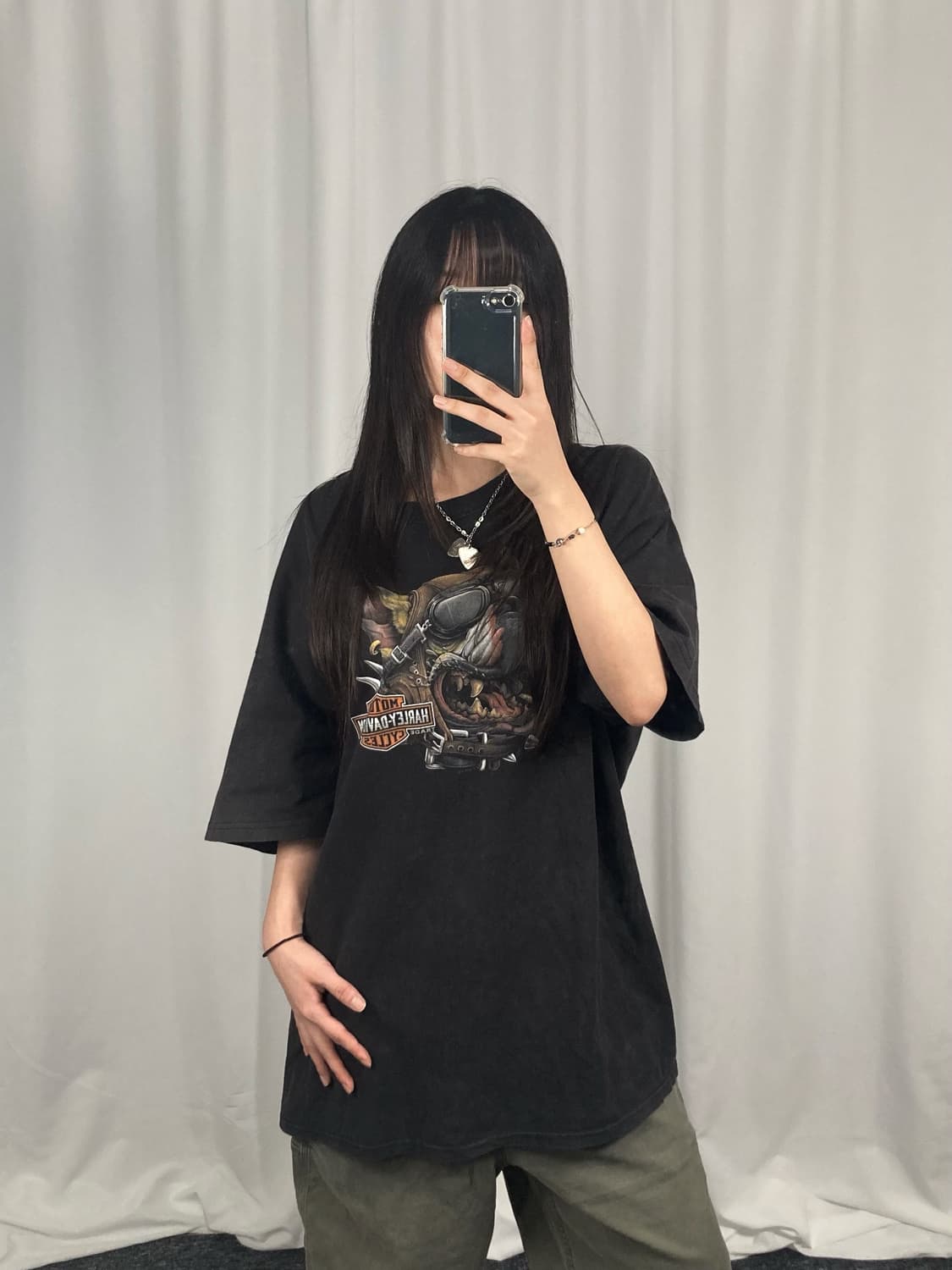 할리데이비슨 프린팅 블랙 반팔 상품이미지2