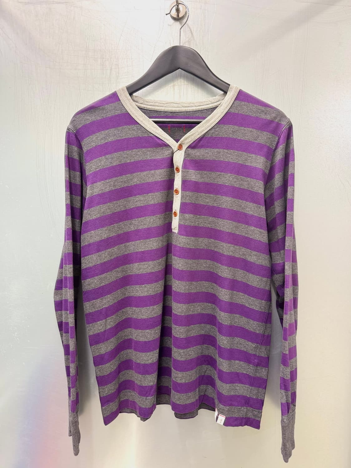 Paul Smith 폴스미스 퍼플 스트라이프 패턴 헨리넥 롱슬리브 티셔츠 상품이미지1