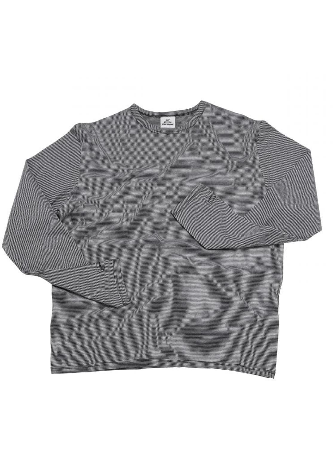 [M] MJD 스트라이프 핑거홀 롱슬리브 블랙 상품이미지1