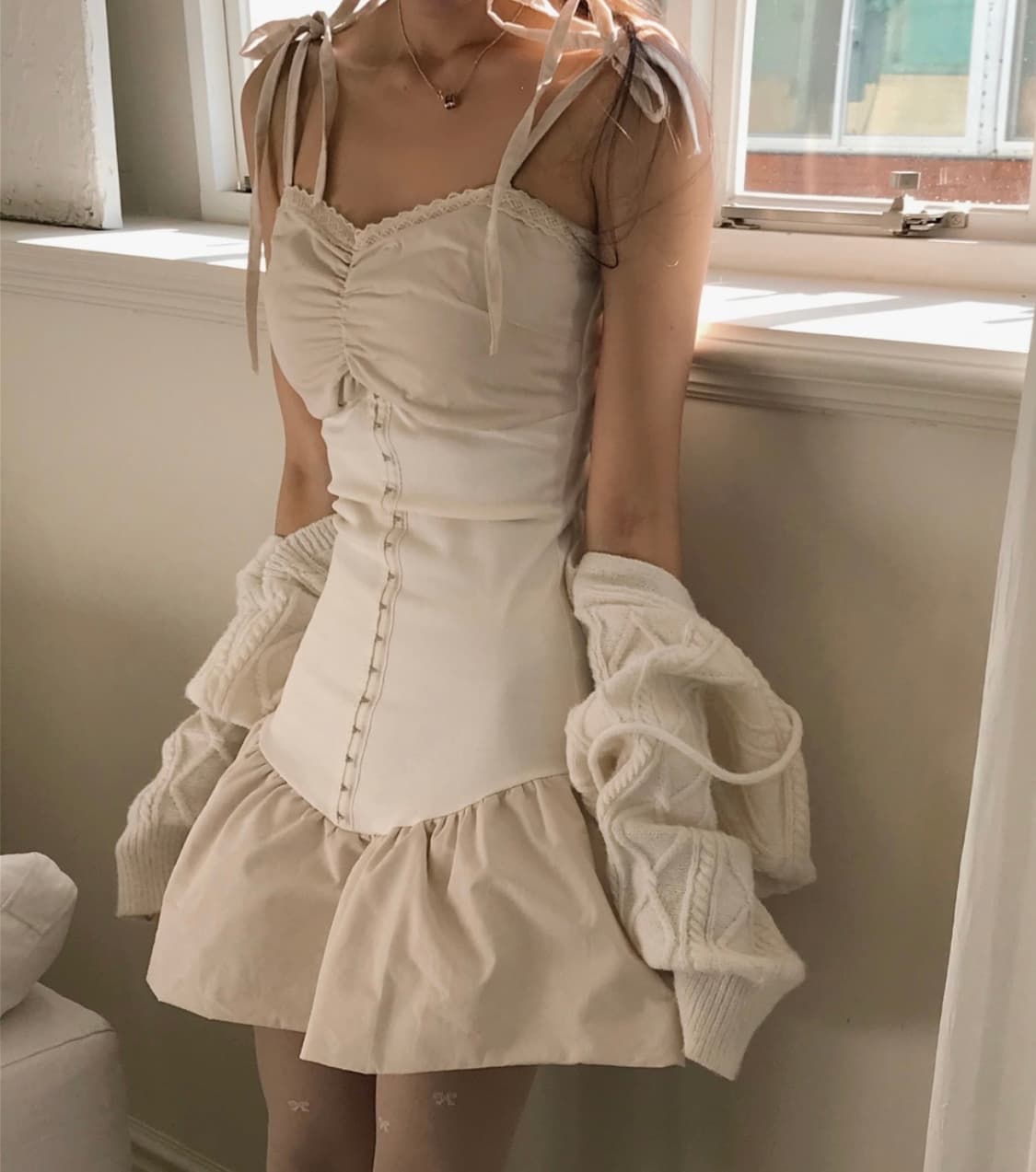 오블렛 버클 퍼프 원피스 상품이미지2