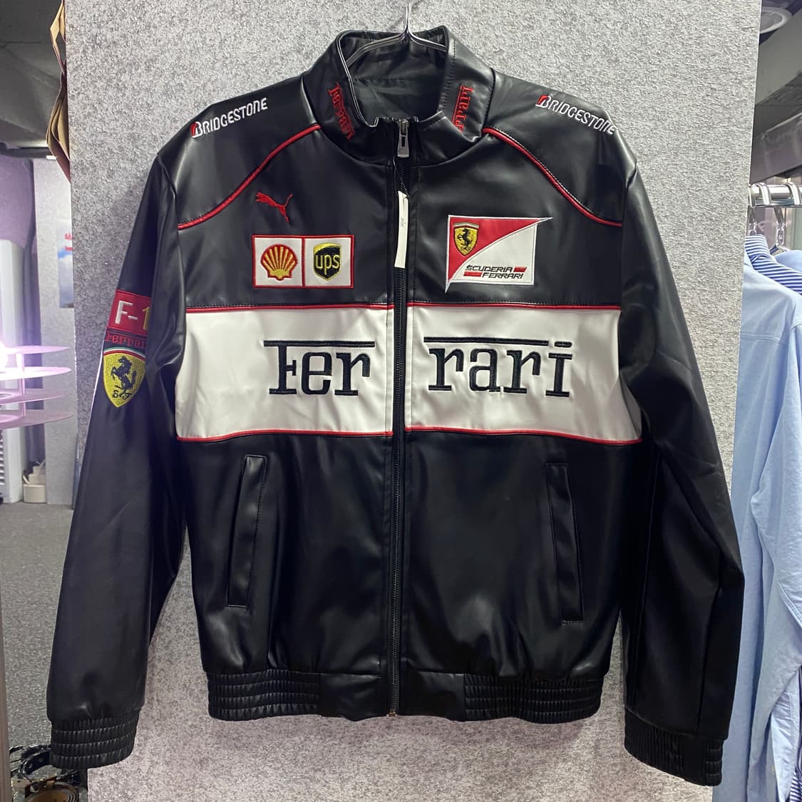 페라리 F1 자수로고 레드 레더자켓 B3700 상품이미지2