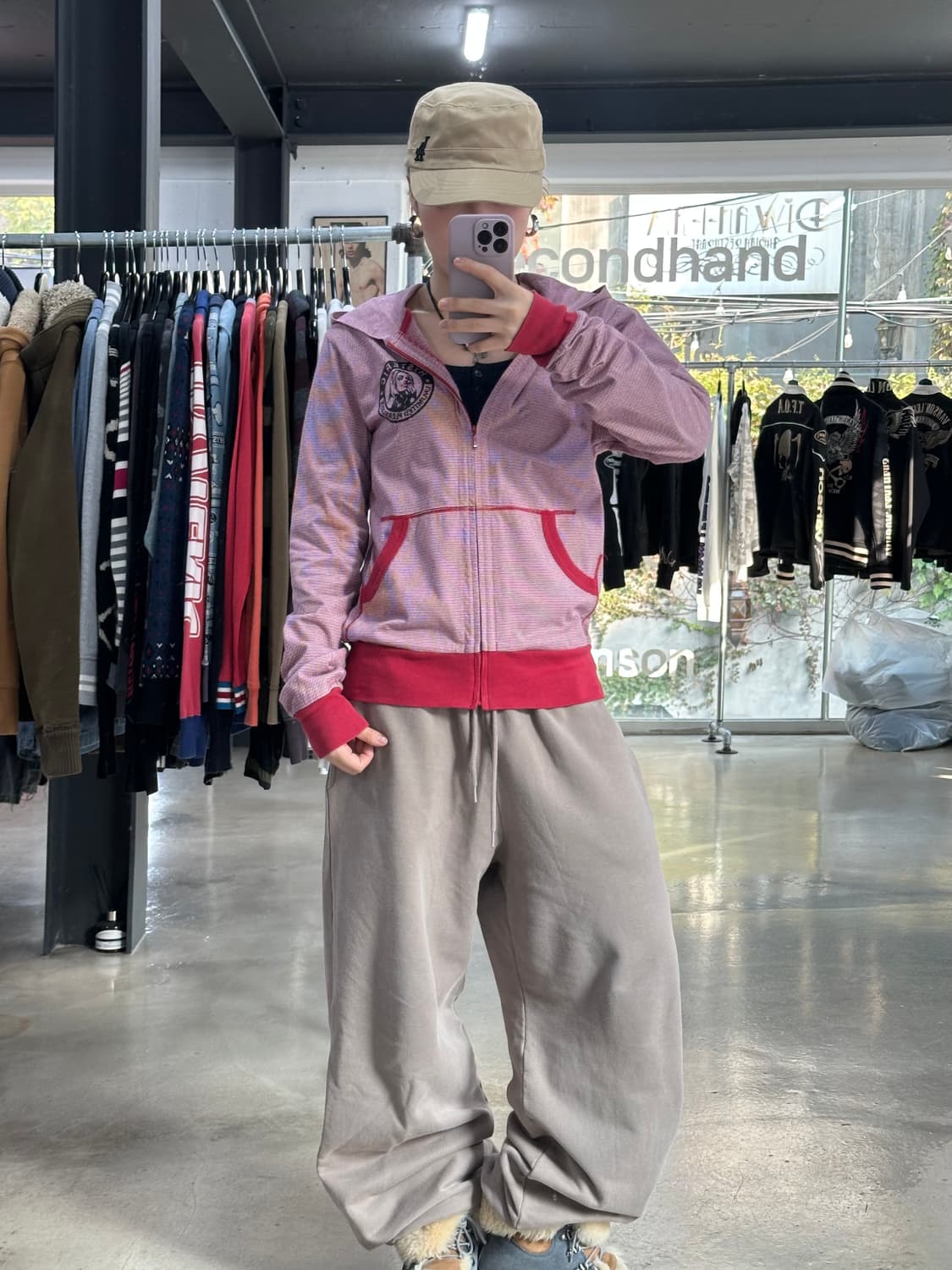 히스테릭글래머 히스걸 빅로고 스트라이프 후드집업 상품이미지3